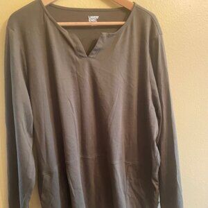 Land's End Long Sleeve Tunic with Pockets, Olive Green, 3X
